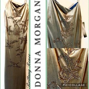 NWT Donna Morgan velvet Beaded gown